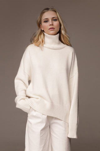 Basic Bae Turtleneck Dropped Shoulder Long Sleeve Sweater Trendsi