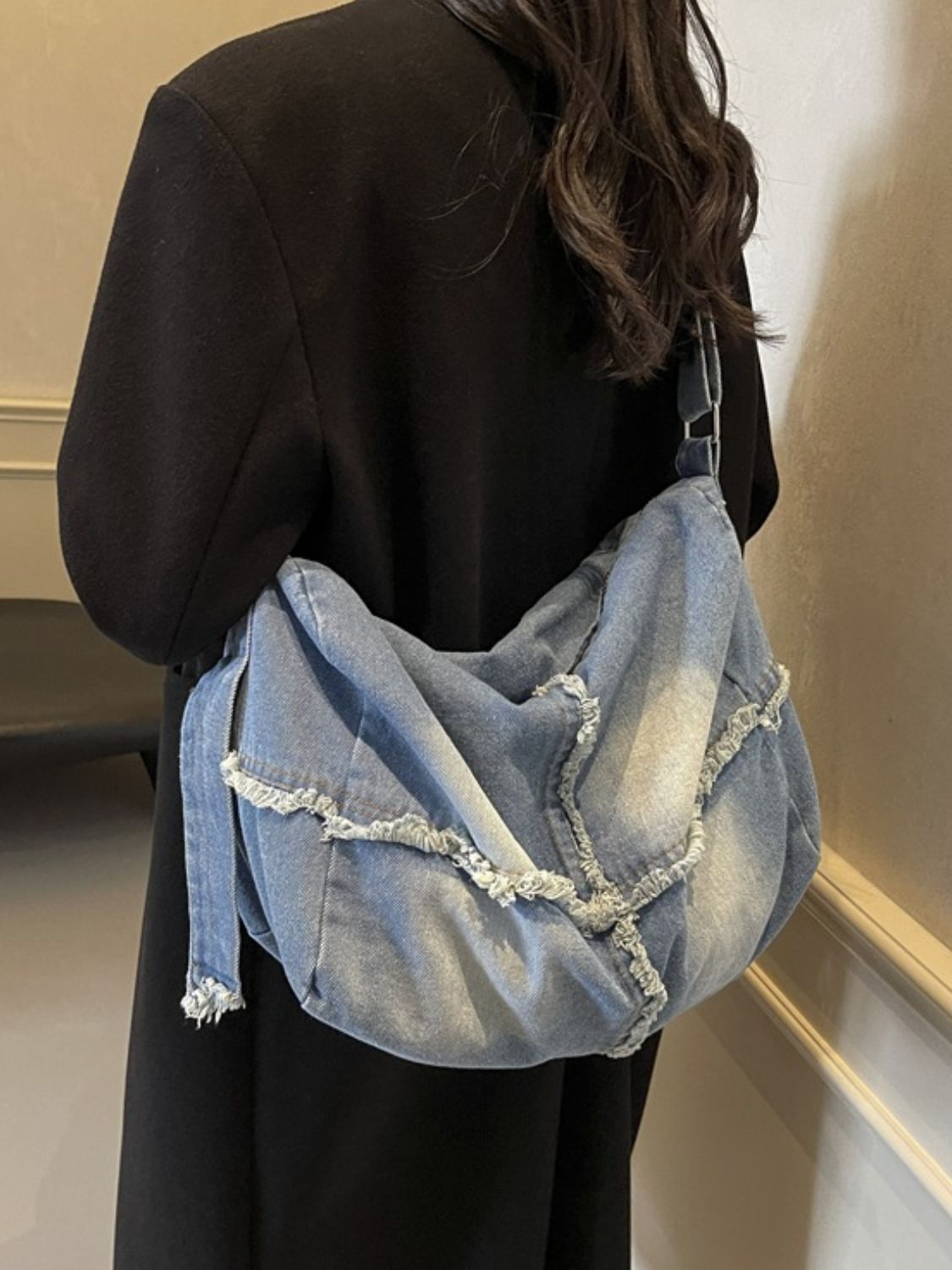 Raw Hem Gradient Crossbody Bag