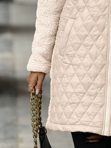 Texture Zip Up Long Sleeve Hooded Coat Trendsi