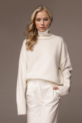 Basic Bae Turtleneck Dropped Shoulder Long Sleeve Sweater Trendsi