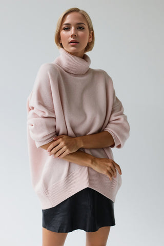 Basic Bae Turtleneck Dropped Shoulder Long Sleeve Sweater Trendsi