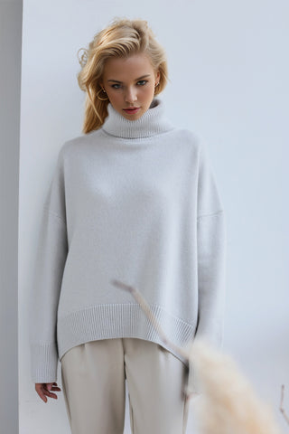 Basic Bae Turtleneck Dropped Shoulder Long Sleeve Sweater Trendsi